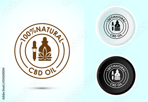Cannabis oil icon design illustration. CBD cannabidiol sign symbol, Marijuana oil icon, Color black and white