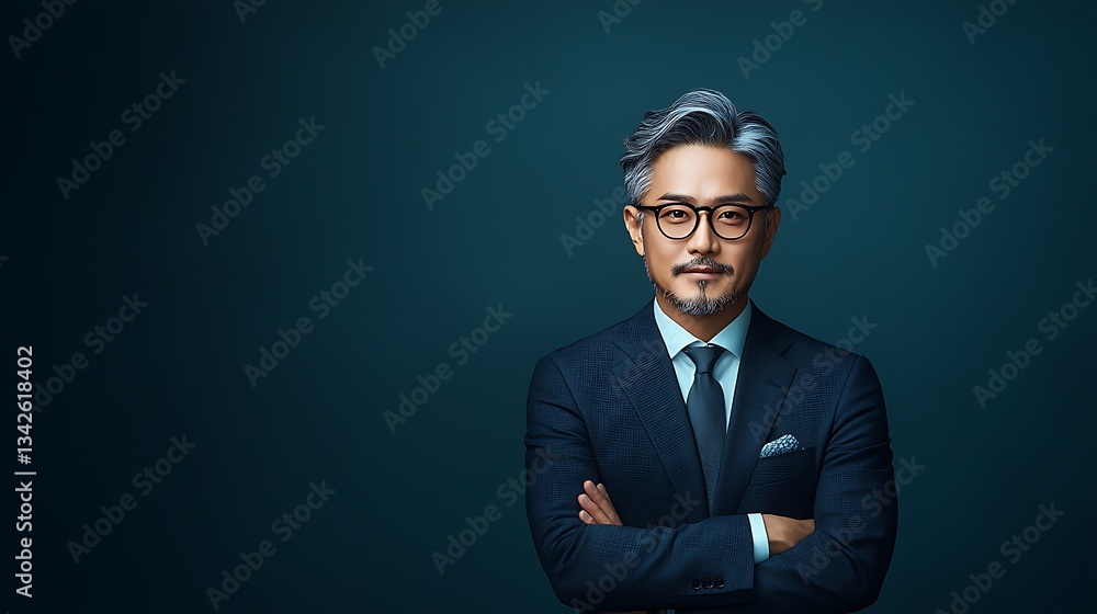 Confident Asian businessman for studio portrait. Confident Asian businessman for studio portrait.