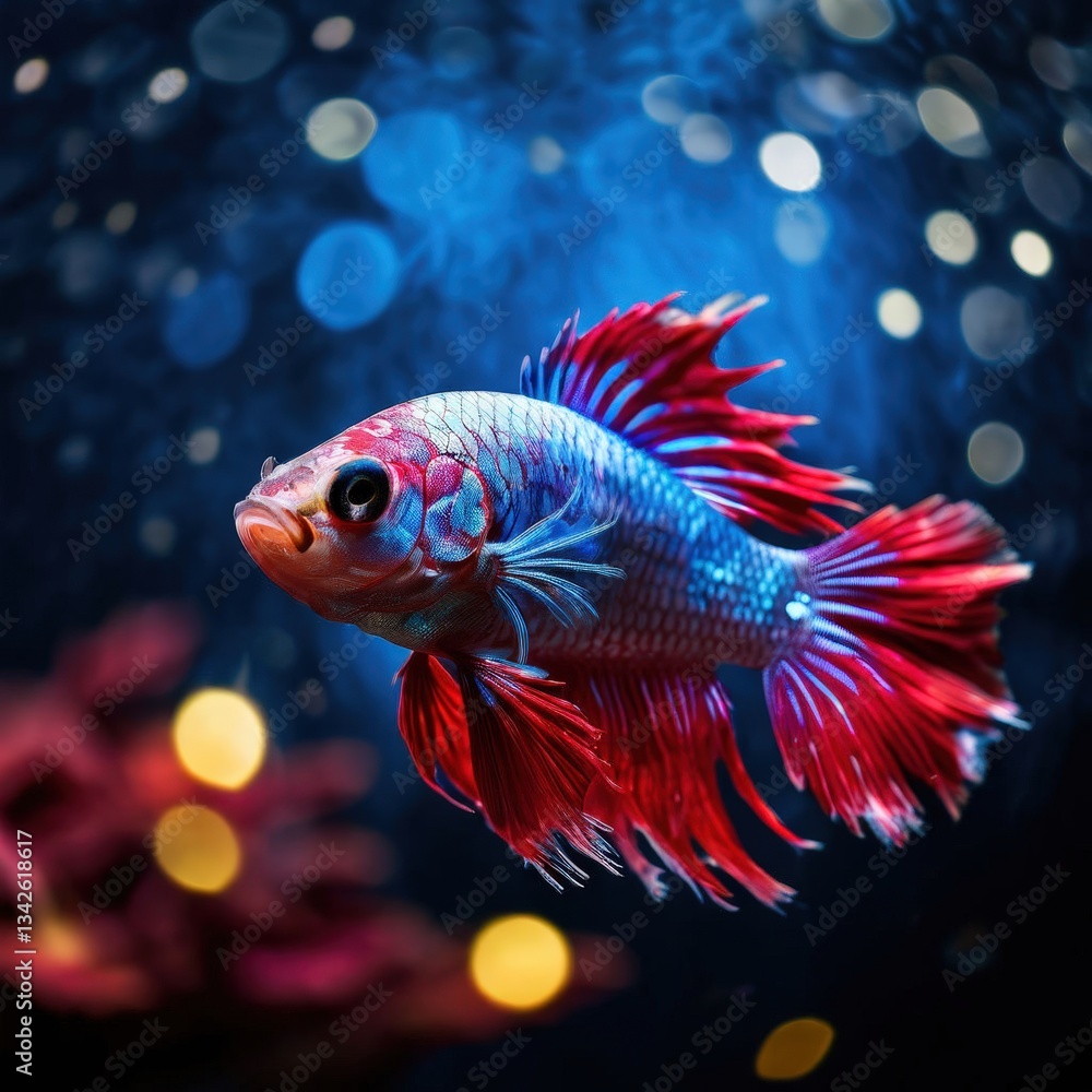Fototapeta premium an AI Image Generator, Colorful Betta Fish Swimming Gracefully Against