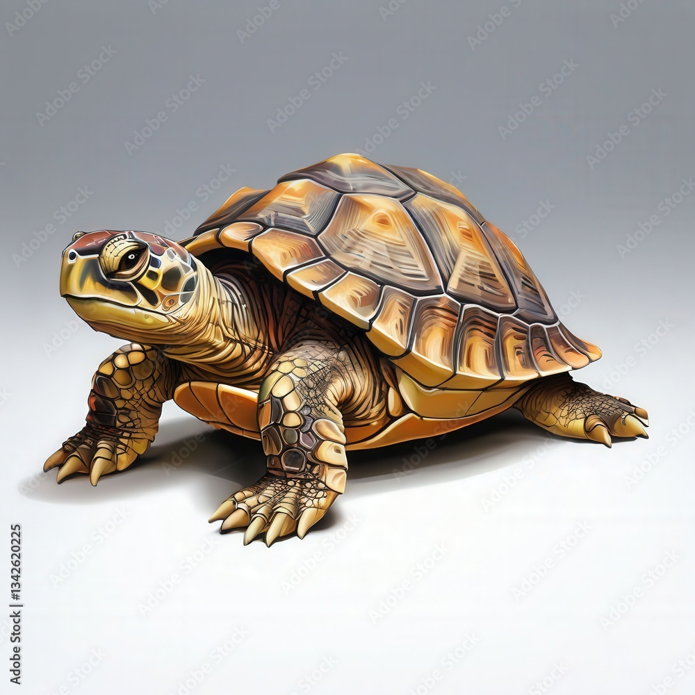 Obraz premium an AI Image Generator, Detailed Illustration of a Turtle With a Green Shell