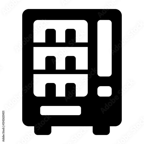 Vending machine glyph icon for snacks and drinks dispensing