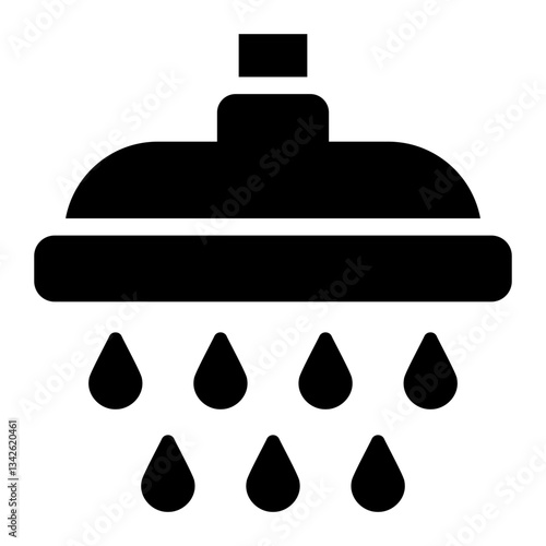 Shower glyph icon for bathing and water hygiene purposes