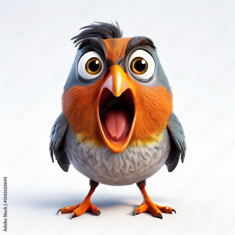 an AI Image Generator, Amusing Cartoon Bird Expressing Surprise with Emotive an AI Image Generator, Amusing Cartoon Bird Expressing Surprise with Emotive
