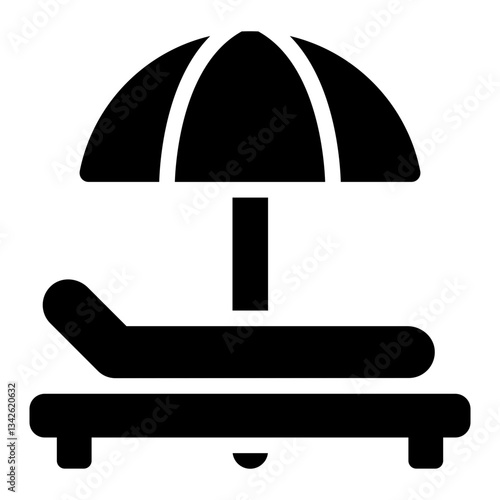 Sun lounger glyph icon for relaxation at water parks and resorts