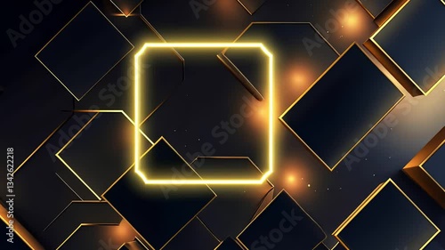 Modern, geometric, glowing frame