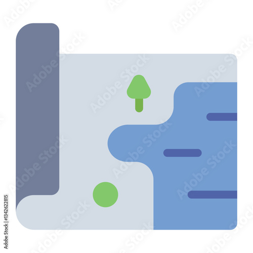 Map flat icon for water park navigation and attractions