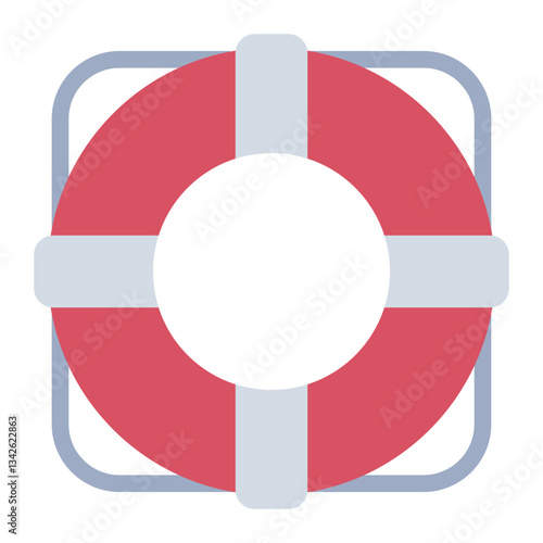 Lifebuoy flat icon for safety and emergency rescue at water parks