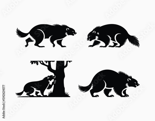 Minimalist Wolverine Animal Silhouette EPS Vector Template
