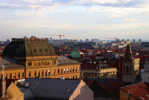 Obraz na płótnie Various historic and contemporary buildings in downtown Zagreb, Croatia. w salonie