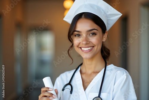 Nursing School Graduate. Woman graduating from nursing school.