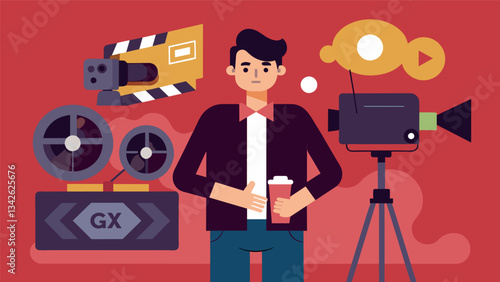 A Gen X director films a documentary about the rise and fall of grunge music weaving in commentary about the societal and cultural changes during that time.. Vector illustration