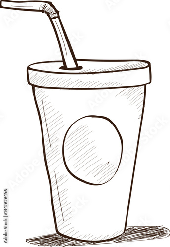 Vector sketch hand drawn illustration of a cup of soft drink