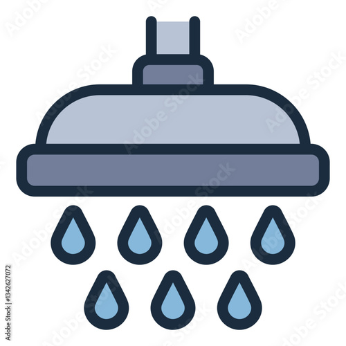 Shower filled line icon for bathing and water hygiene purposes