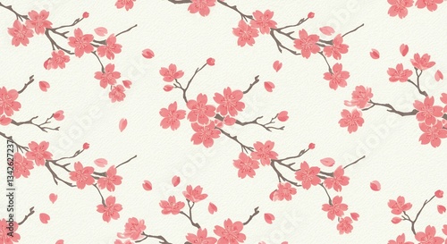 Cherry Blossoms Floral Pattern with Pink Petals for Springtime Celebrations