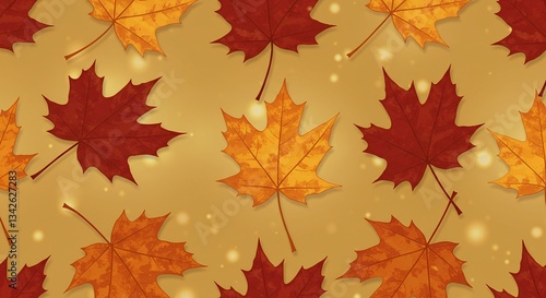 Autumn Leaves Pattern with Warm Tones for Seasonal Background Design
