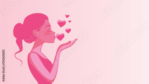 A woman giving a love kiss in the air