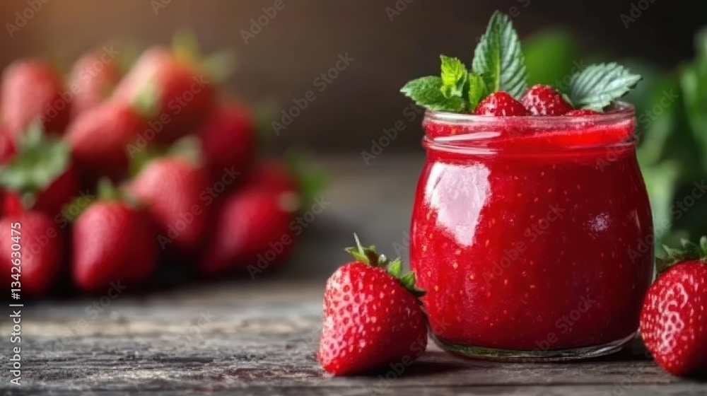 Fresh strawberry smoothie in a jar Fresh strawberry smoothie in a jar