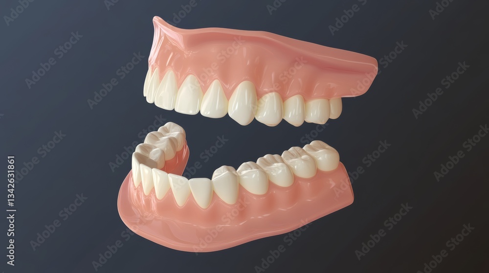 Obraz premium Detailed view of human dental models showcasing upper and lower teeth alignment in a clinical setting