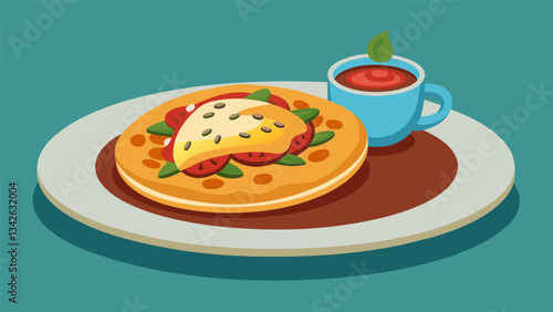 Savor the perfect combination of sweet and savory with the popular Salvadoran pupusa a thick and stuffed corn tortilla cooked on sizzling hot griddles.. Vector illustration