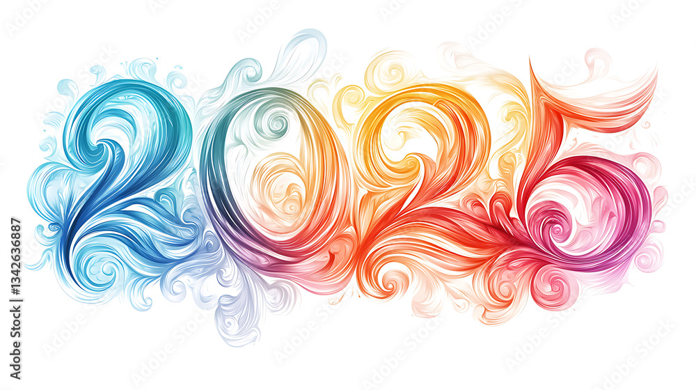 Fototapeta premium Vibrant 2025 Digital Art – Futuristic and Abstract New Year Graphics 