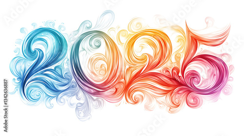 Vibrant 2025 Digital Art – Futuristic and Abstract New Year Graphics