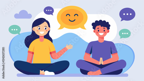A discussion on the role of mindfulness and positive psychology in promoting mindfulness and selfawareness.. Vector illustration