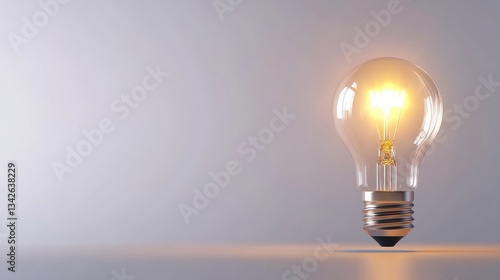 Illuminated lightbulb, idea concept, studio shot, neutral background