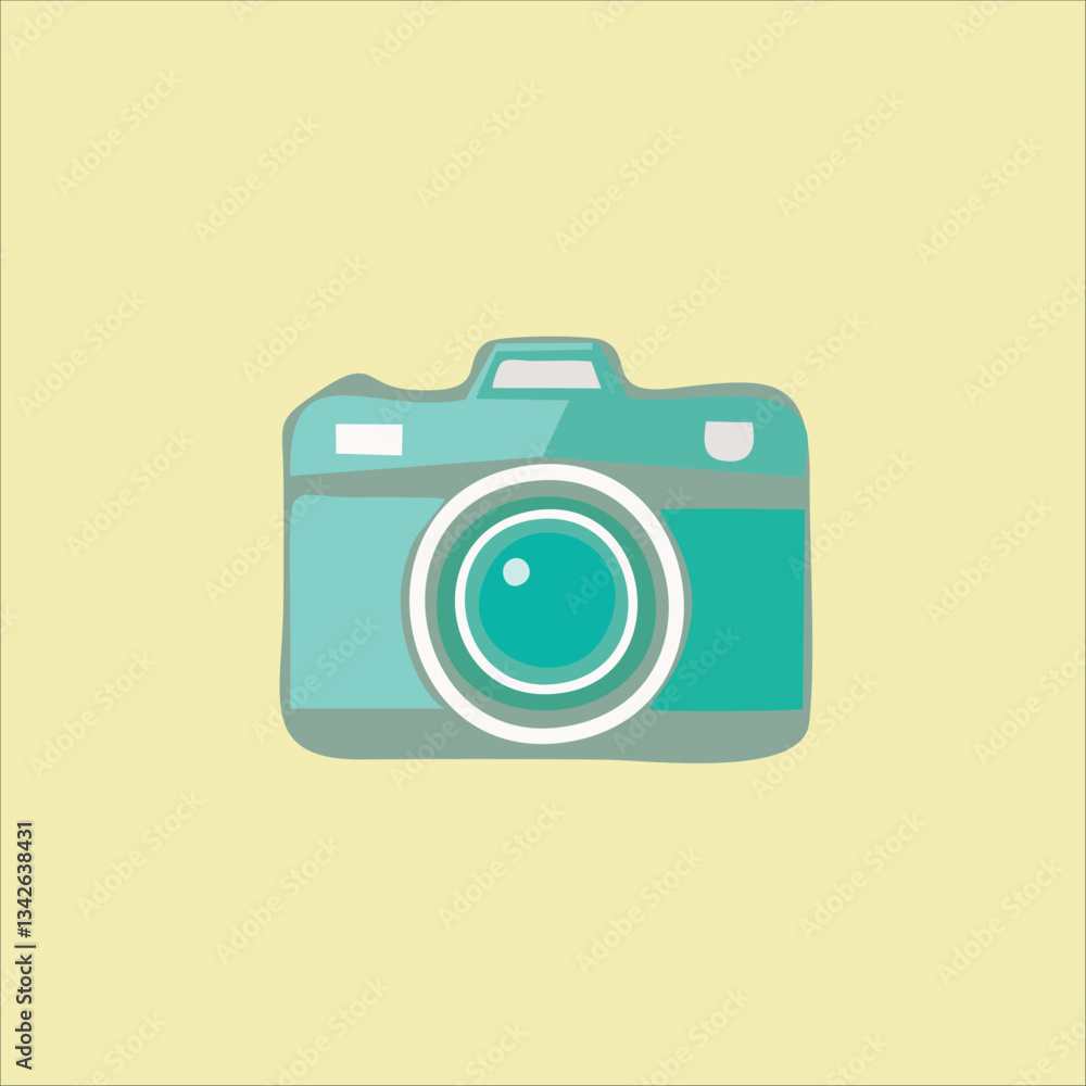 green camera icon vector illustration on yellow background green camera icon vector illustration on yellow background
