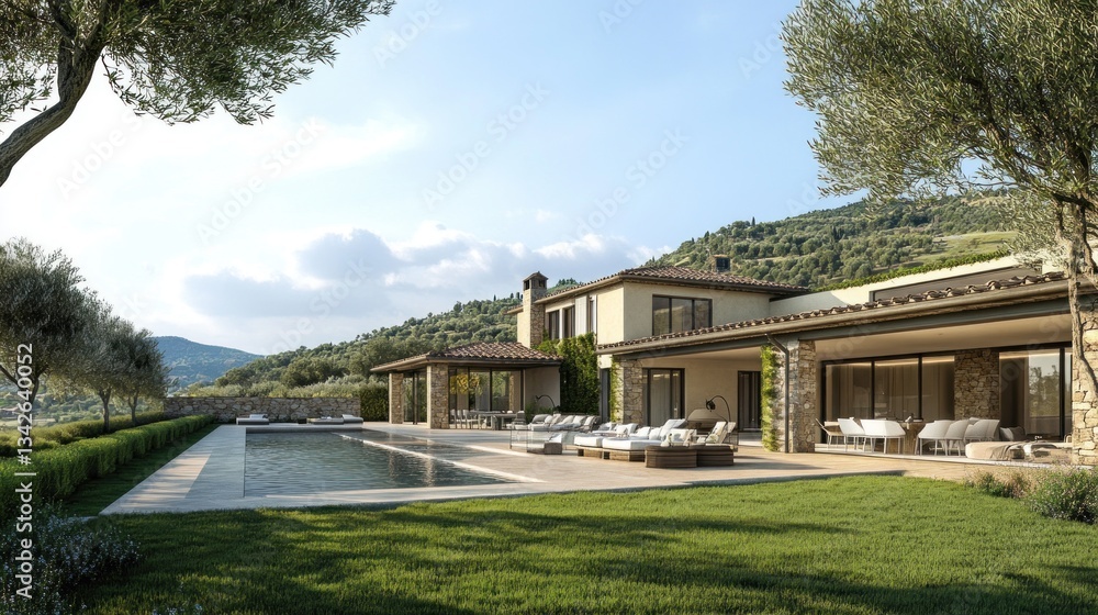 Idyllic Mediterranean Villa with Poolside Serenity and Rolling Hills Vista