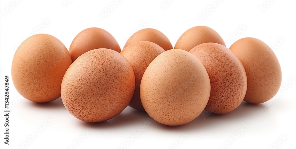 Fresh Farm Eggs Arranged on a White Surface Perfect for Cooking, Baking, or Nutrition Concepts in Culinary and Health Settings Fresh Farm Eggs Arranged on a White Surface Perfect for Cooking, Baking, or Nutrition Concepts in Culinary and Health Settings