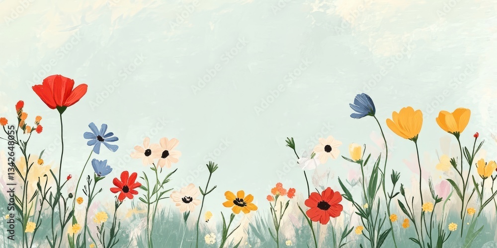 Fototapeta premium Charming Spring Wildflowers Poster or Floral Art