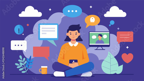 A forum for introspection where individuals challenge themselves to think critically and reflect on their personal growth journeys.. Vector illustration