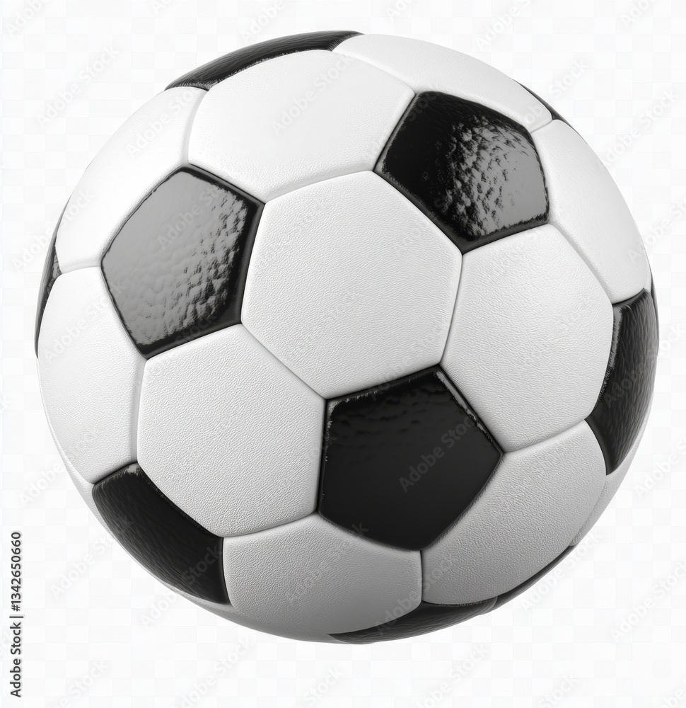 Naklejka premium Realistic Soccer Ball with Black and White Panels on a Light Background Perfect for Sports and Game Themed Projects