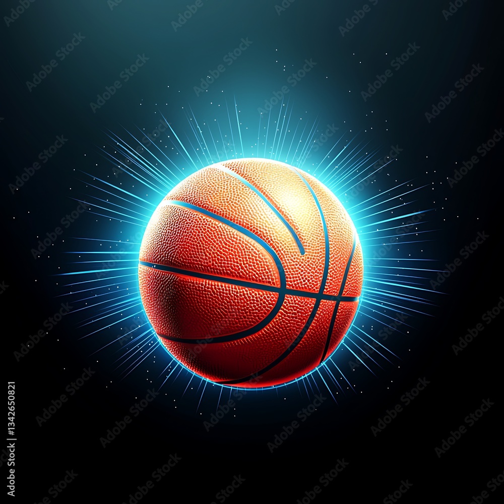 Obraz premium Glowing Basketball for Dark Background.