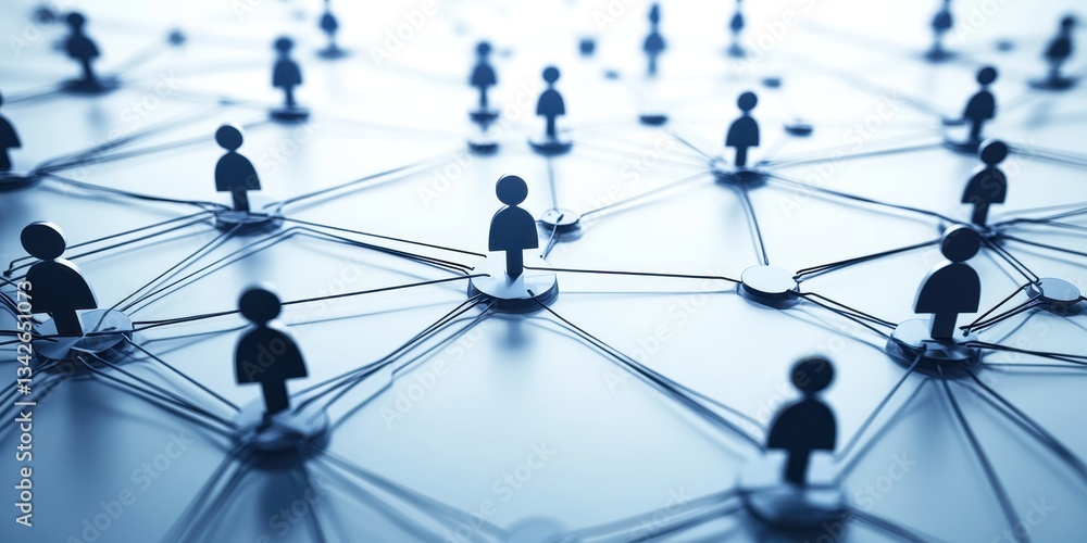 Small figures connected by lines representing a digital network Small figures connected by lines representing a digital network