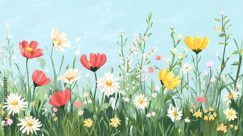 Charming Spring Wildflowers Poster or Floral Art

