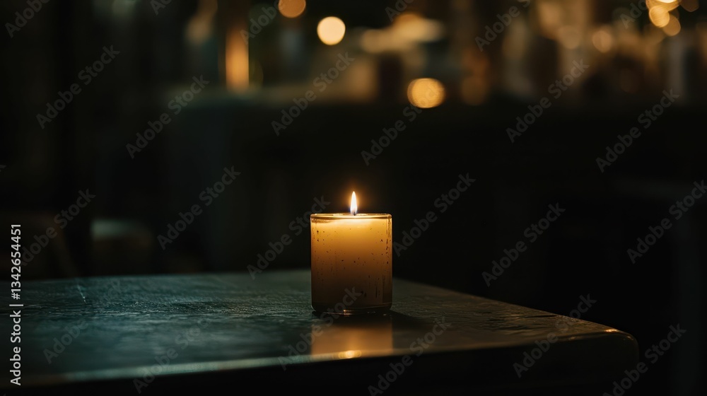 Soft Flickering Light of a Single Candle in a Dark Room Setting Soft Flickering Light of a Single Candle in a Dark Room Setting
