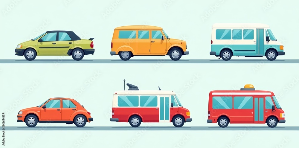 Set of transport symbols in flat style for website or app design, icon, graphic, travel Set of transport symbols in flat style for website or app design, icon, graphic, travel