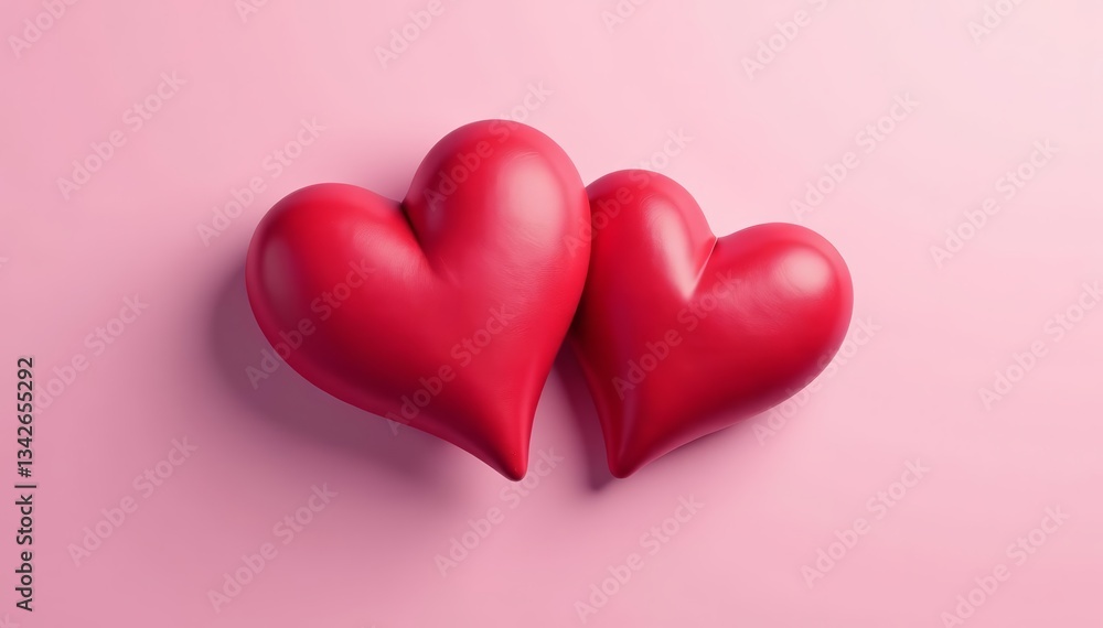 Two hearts intertwined on pastel pink background, vibrant, pink, affection Two hearts intertwined on pastel pink background, vibrant, pink, affection