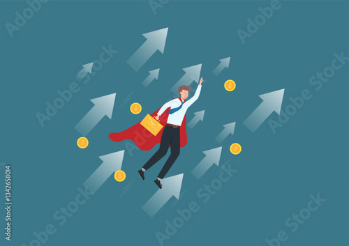 Salary rate increase with growth up arrow, increase market return or boost growth, Investment growth, saving or earning profit concept,