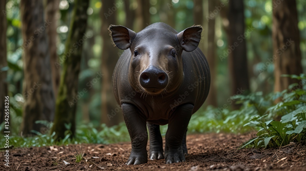 Fototapeta premium Forest pig in its natural habitat