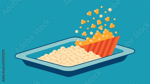 A tray of freshly popped airpopped popcorn sprinkled with nutritional yeast and es perfect for a guiltfree snacking option.. Vector illustration