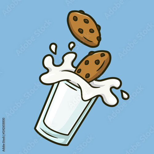 illustration of a glass of milk and cookies