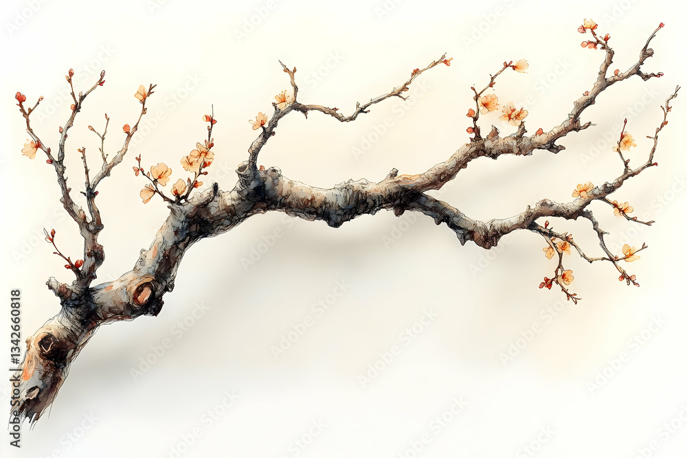 Elegant Peach Blossom Branch Art Elegant Peach Blossom Branch Art