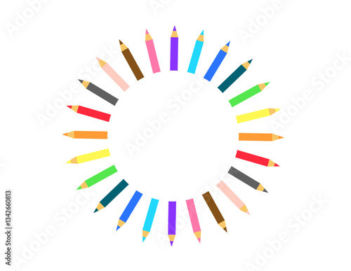 カラフルな色鉛筆のサークル