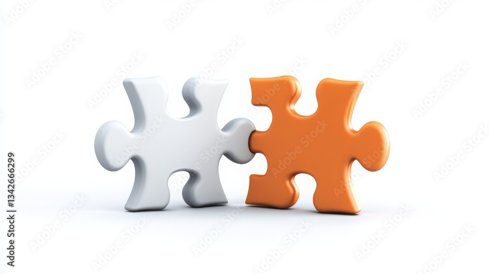 Fototapeta premium 3D Render of Puzzle Pieces Locking into Place as Symbol of Unity