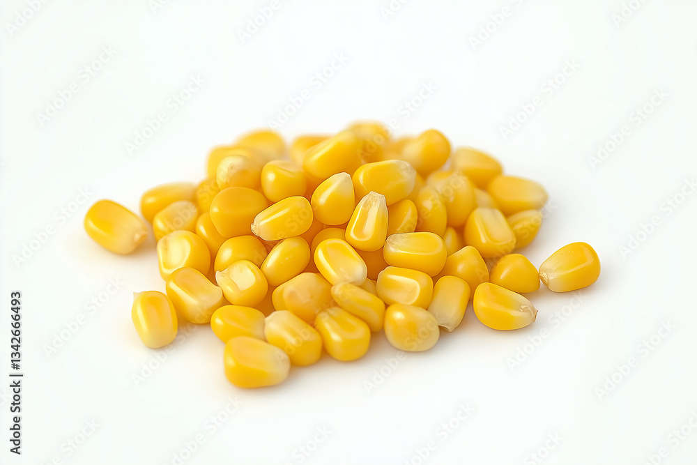 Corn kernels piled on a white surface creating a contrast Corn kernels piled on a white surface creating a contrast