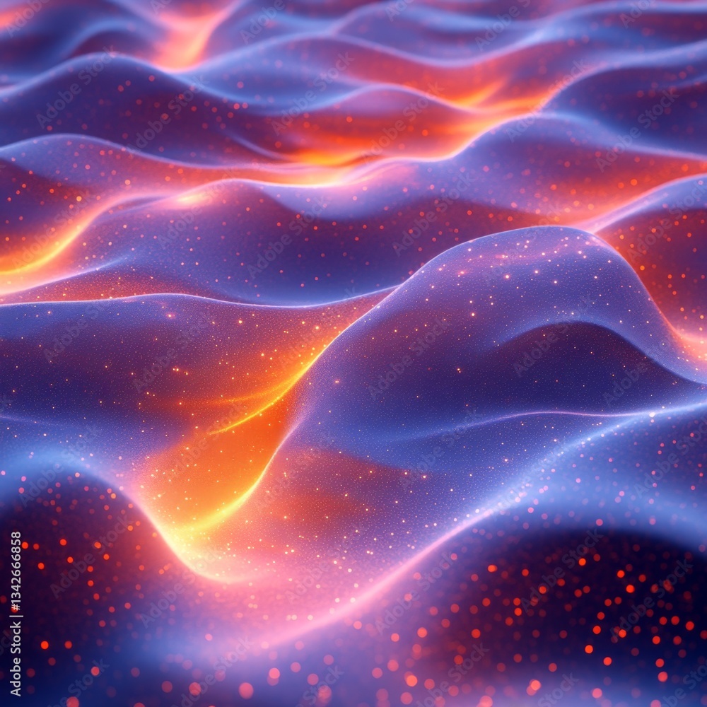 Fototapeta premium Abstract Waves of Colorful Light with Soft Gradients and Sparkling Particles for Artistic Backgrounds and Textures