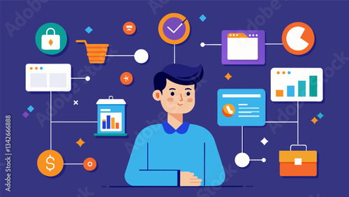 An ecommerce giant tracking user clickstream data to identify which products are most frequently viewed and purchased.. Vector illustration
