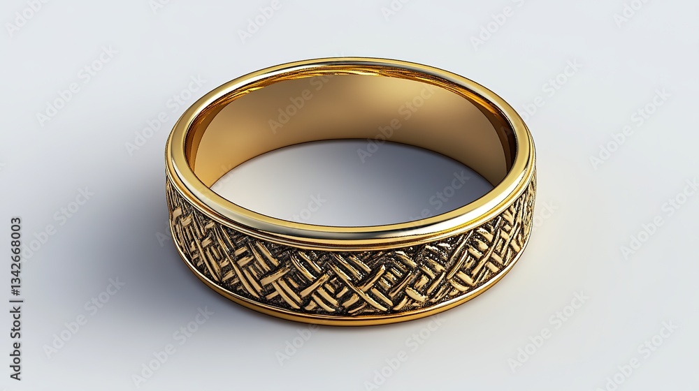 Engraved Brass Ring with Geometric Patterns: Intricate Designs and Polished Finish, Isolated on Transparent Background Engraved Brass Ring with Geometric Patterns: Intricate Designs and Polished Finish, Isolated on Transparent Background